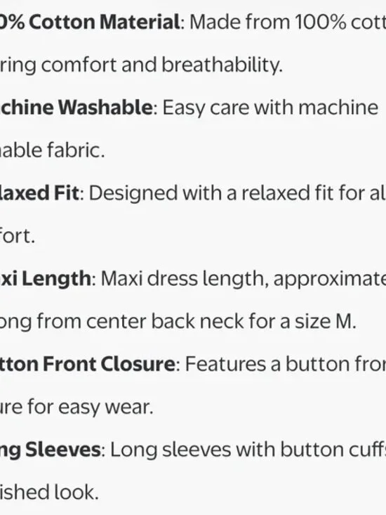 Free Assembly Cotton Maxi Shirtdress Belted Button Front Dress Pockets Size - Picture 7 of 8